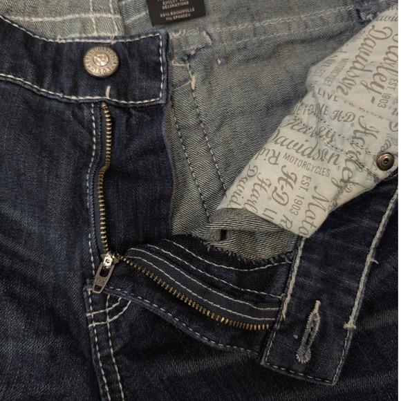 Harley-Davidson Women Jeans Sz 20 Dark Wash Bootcut Studded Logo Contrast Stitch - Picture 11 of 16